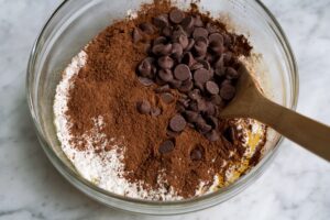 fold dry ingredients with a spatula