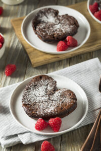 lava cake serving with berries