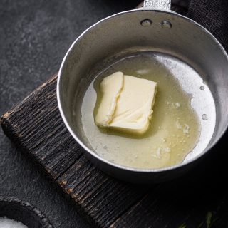 Melting butter in medium sauce pan.