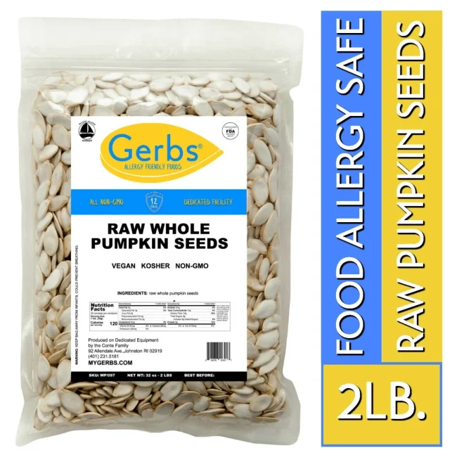 Raw Snow White Pumpkin Seeds, USA Grade In Shell Pepitas, Resealable Bag by Gerbs