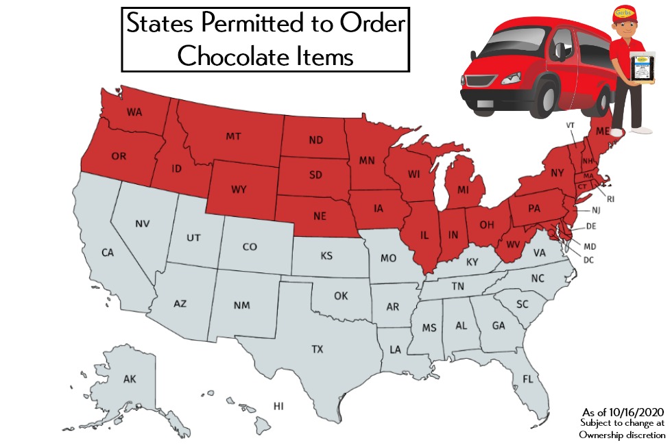 Shipping Map Chocolate Items
