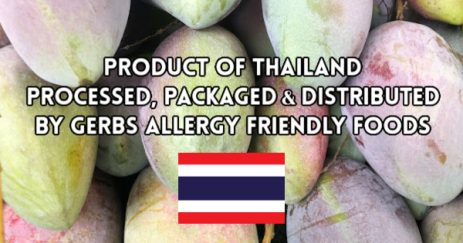 Picture of raw mangos grown in Thailand. Processed, Packaged and distributed by Gerbs Allergy Friendly Foods 