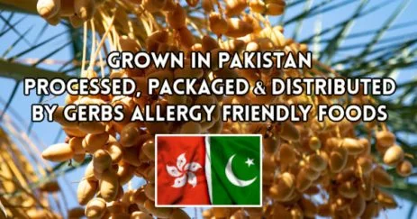 Grown in Pakistan. Processed, Packaged and distributed by Gerbs Allergy Friendly Foods 