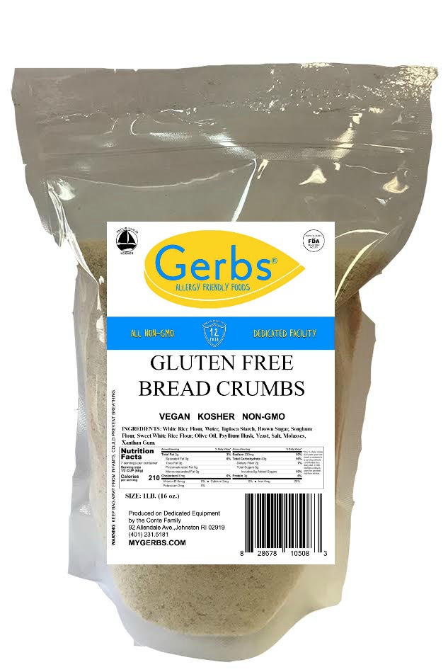 Gluten Free Bread Crumbs 1lb bag Gerbs Allergy Friendly Foods