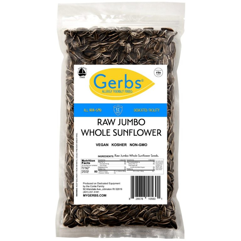 Jumbo Raw Sunflower Seeds In Shell Gerbs Allergy Friendly Foods