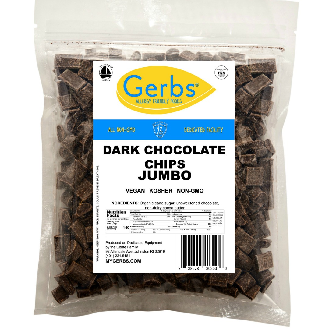 Dark Chocolate Chips Jumbo Size (Semi Sweet Cacao) MyGerbs