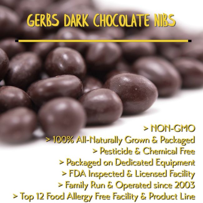Dark Chocolate Cacao Nibs (55%) Preservative free all natural ingredients