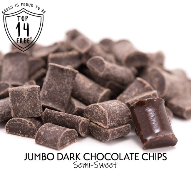 Dark Chocolate Chips - Jumbo Size (Semi Sweet Cacao) Free from Top 14 Food Allergens