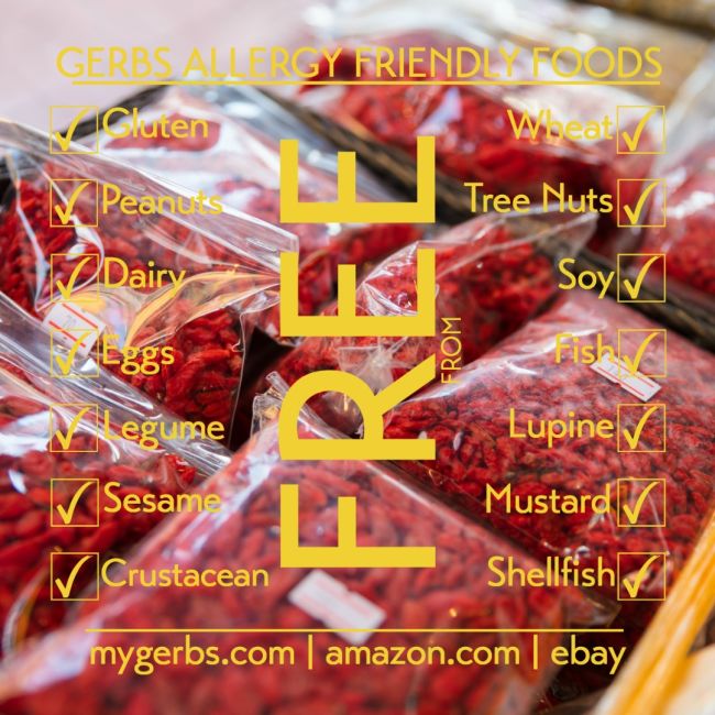 Dried Goji Berries (Wolf berry) - No Added Sugar Free from Top 14 Food Allergens