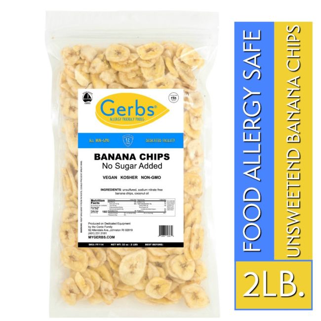 Banana chips nutrition label