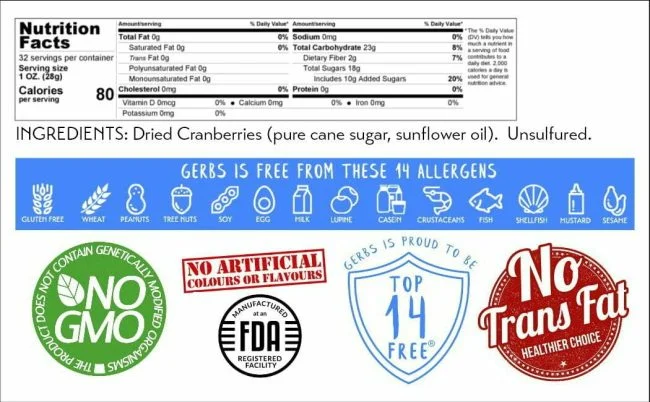 Dried Cape Cod Cranberries Nutrition Benefits