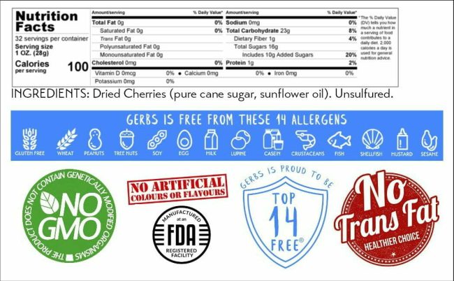 Dried Cherries - Sweetened Nutrition Benefits