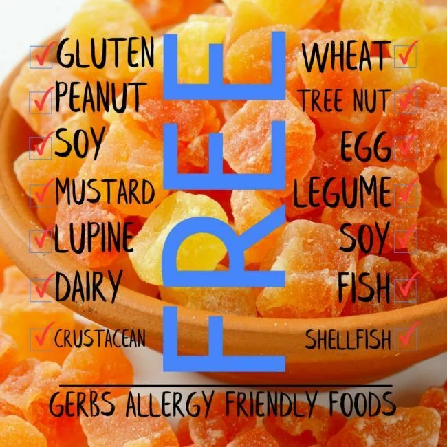 Dried Chopped Papaya Cubes Free from Top 14 Food Allergens
