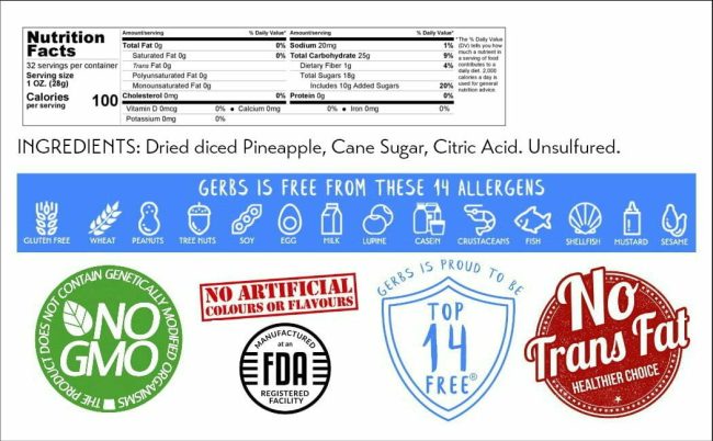 Dried Chopped Pineapple Cubes Nutrition Benefits