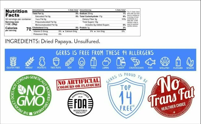 Dried Papaya Slices No Added Sugar Nutrition Benefits