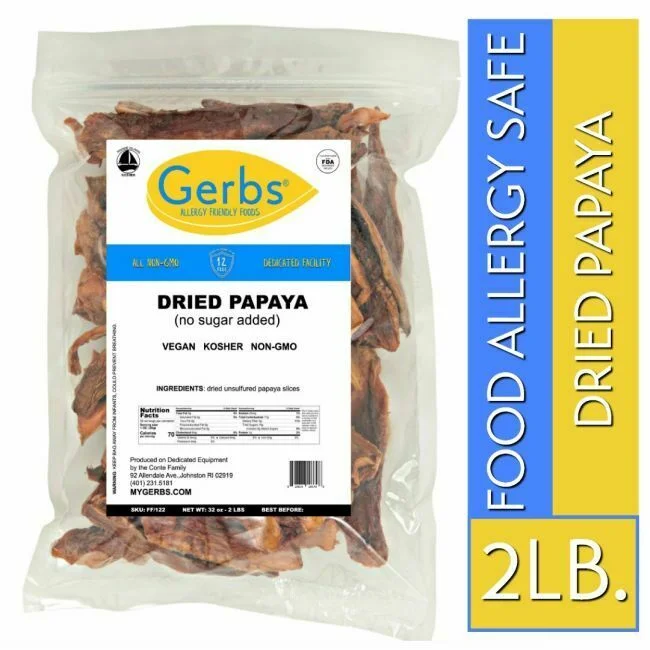 Dried Papaya Slices No Added Sugar Bag