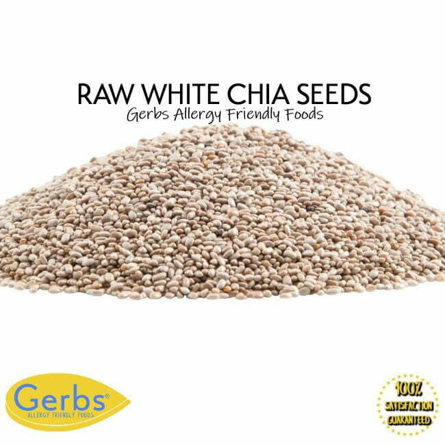 Raw White Chia Seeds - Dried Low Moisture Gluten & Peanut Free