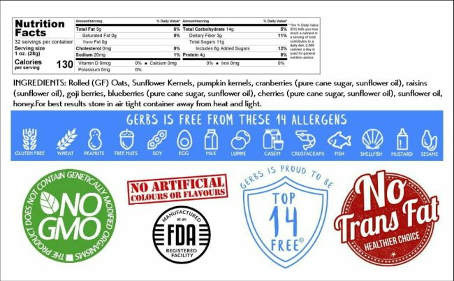 Super Fruits Granola Free from Top 14 Food Allergens