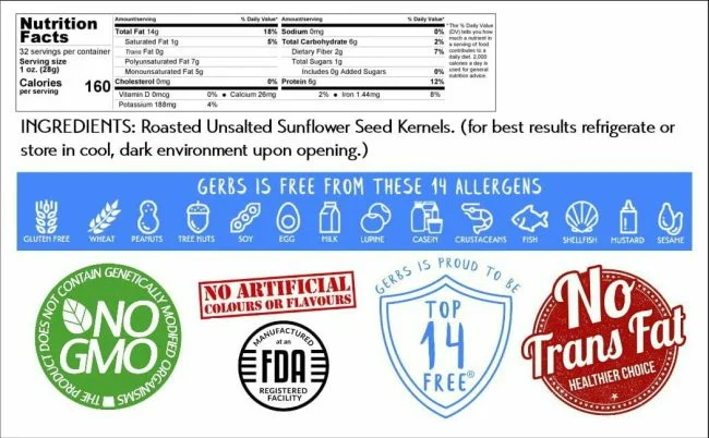 Unsalted Dry Roasted Sunflower Seed Kernels Nutrition Benefits