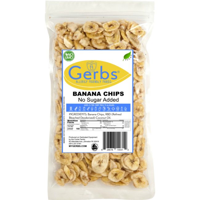 Gerbs Unsweetened Banana Chips 14 ounce Bag.