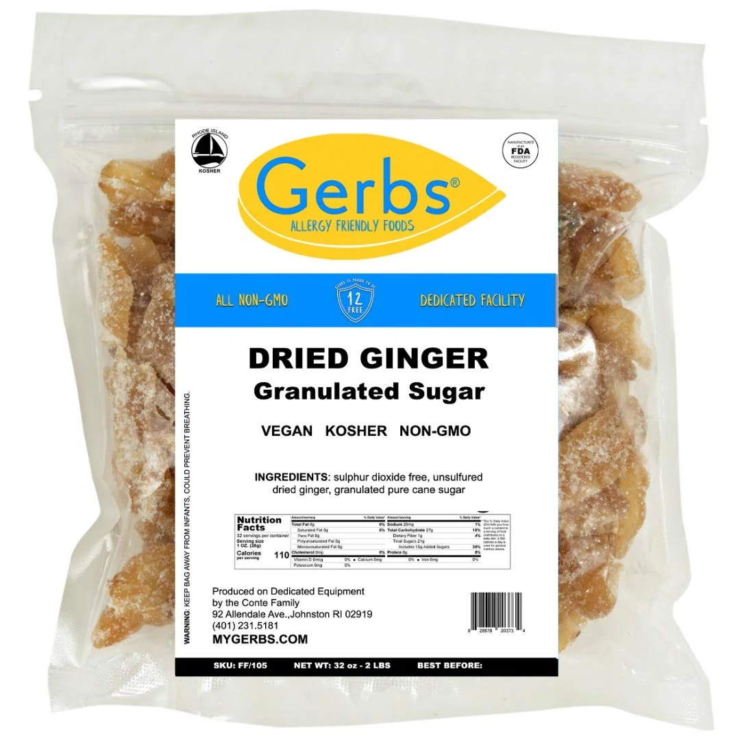 Dried Premium Grade Granulated Ginger Slices, Resealable Bag by Gerbs