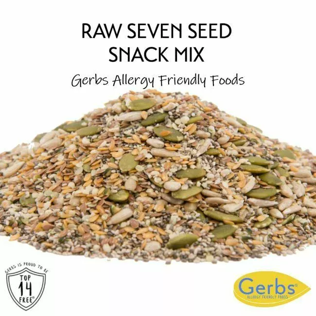 SUPER SEVEN SEED MIX, Pumpkin, Sunflower, Hemp, Brown & Golden Flax, White & Black Chia Seeds, Resealable Bag Optimum Health Benefits