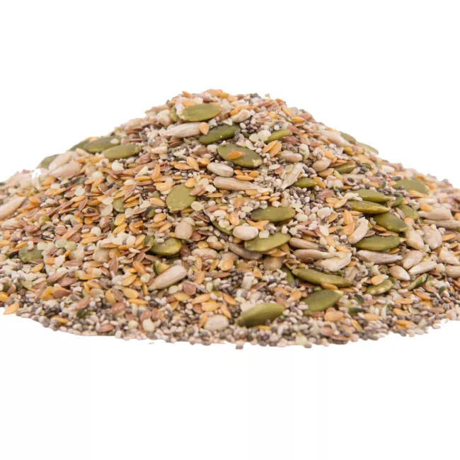 SUPER SEVEN SEED MIX, Pumpkin, Sunflower, Hemp, Brown & Golden Flax, White & Black Chia Seeds, Resealable Bag