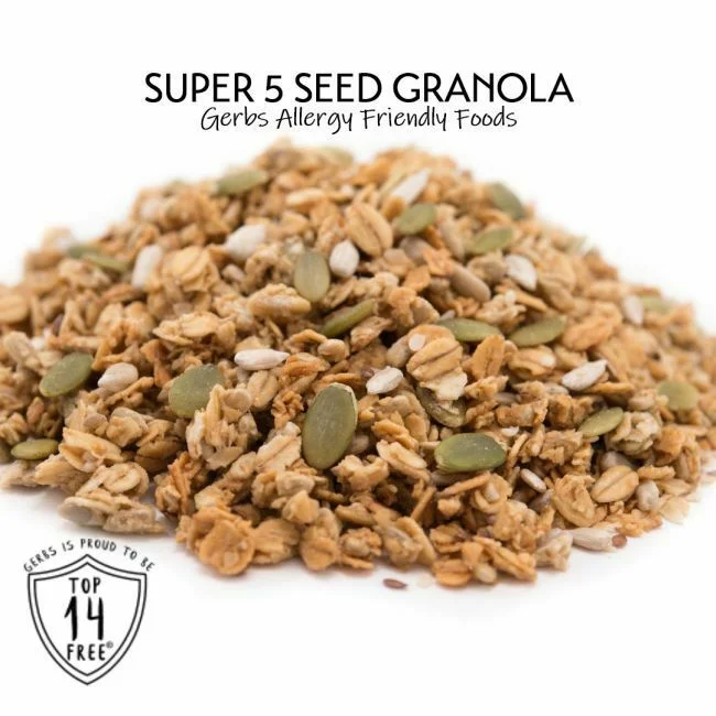 Super Five Seed (pumpkin, sunflower, flax, chia, hemp) Harvest Granola, Resealable Bag Naturally Vegan