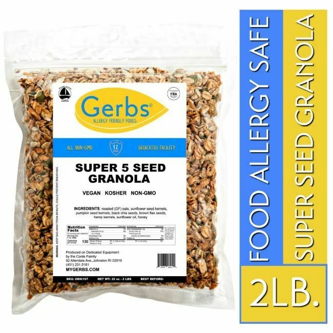 Super Five Seed (pumpkin, sunflower, flax, chia, hemp) Harvest Granola, Resealable Bag Nutrition Benefits