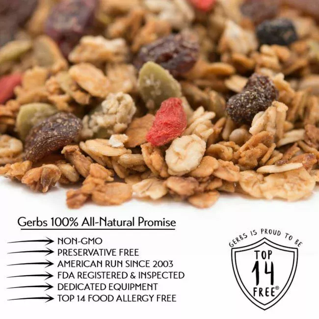 Super Five Dried Fruit (cransberry, blueberry, raisin, cherry, goji berry) Harvest Granola Optimum Health Benefits