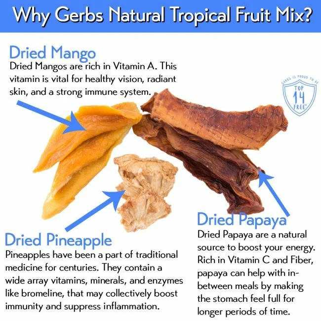 DRIED TROPICAL FRUIT MIX, No Sugar Added Mango, Pineapple, Papaya, Resealable Bag Health Benefits