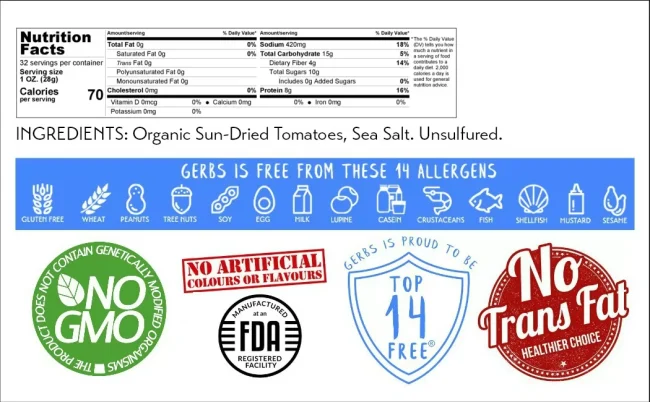 Sea Salted Sun Dried Tomato Halves, Pound Resealable Bag Gluten Free